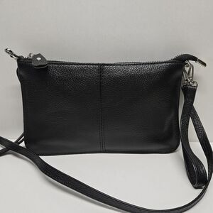 Befen Black Genuine Pebble Leather Minimalist crossbody bag